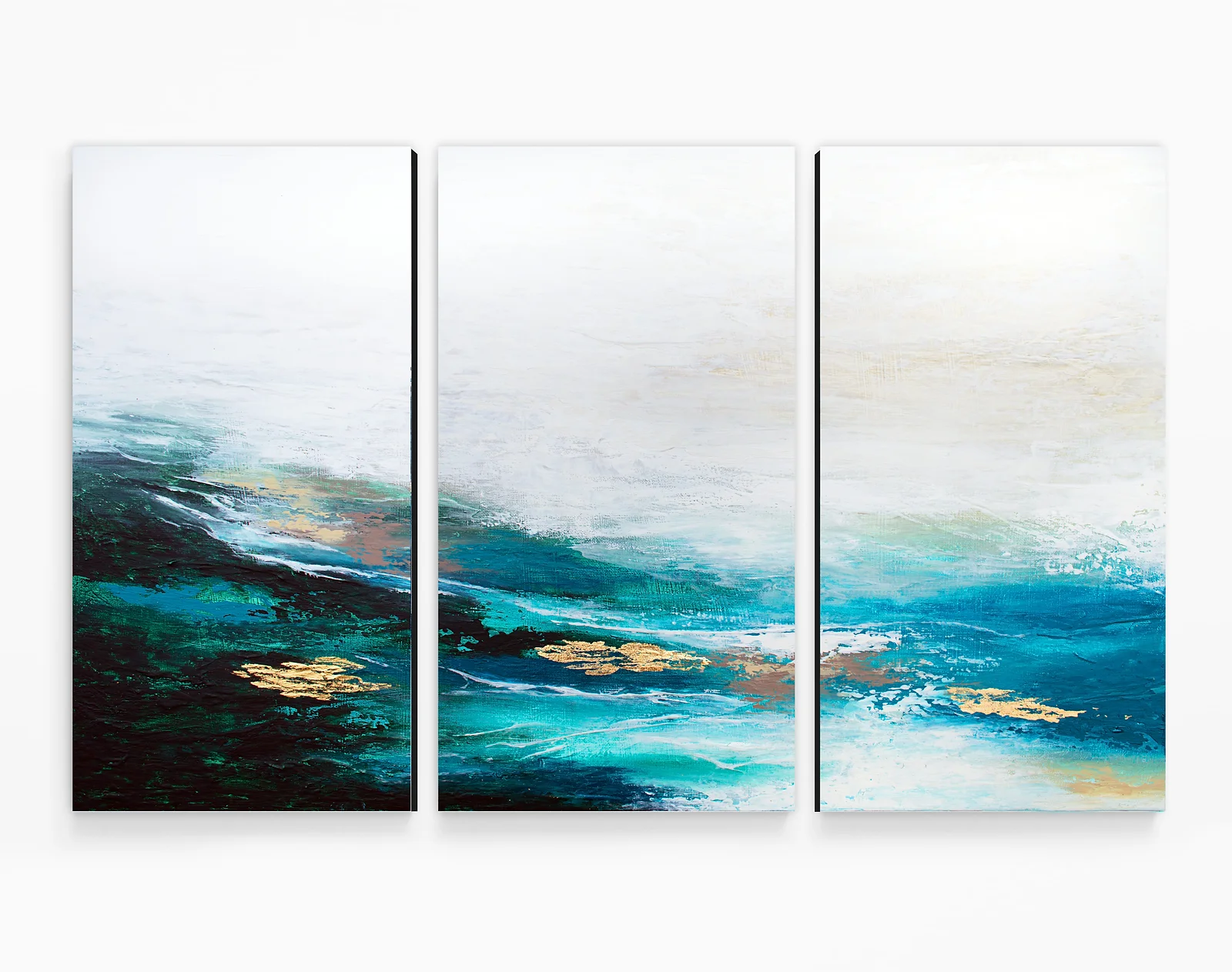 Verdant Wave Triptych Canvas Print