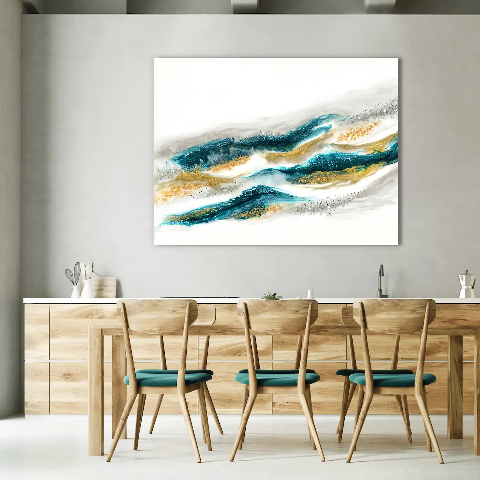 Thumbnail: Emerald And Gold Wave *Paint To Order