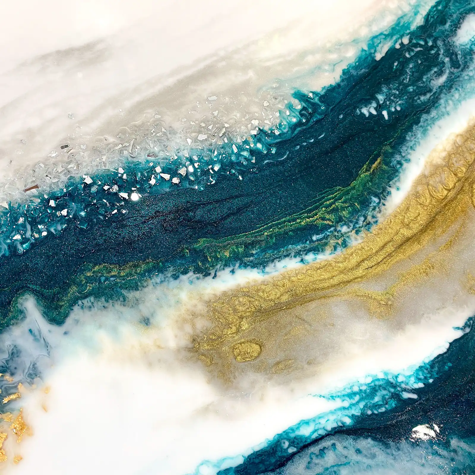 Thumbnail: Emerald And Gold Wave *Paint To Order