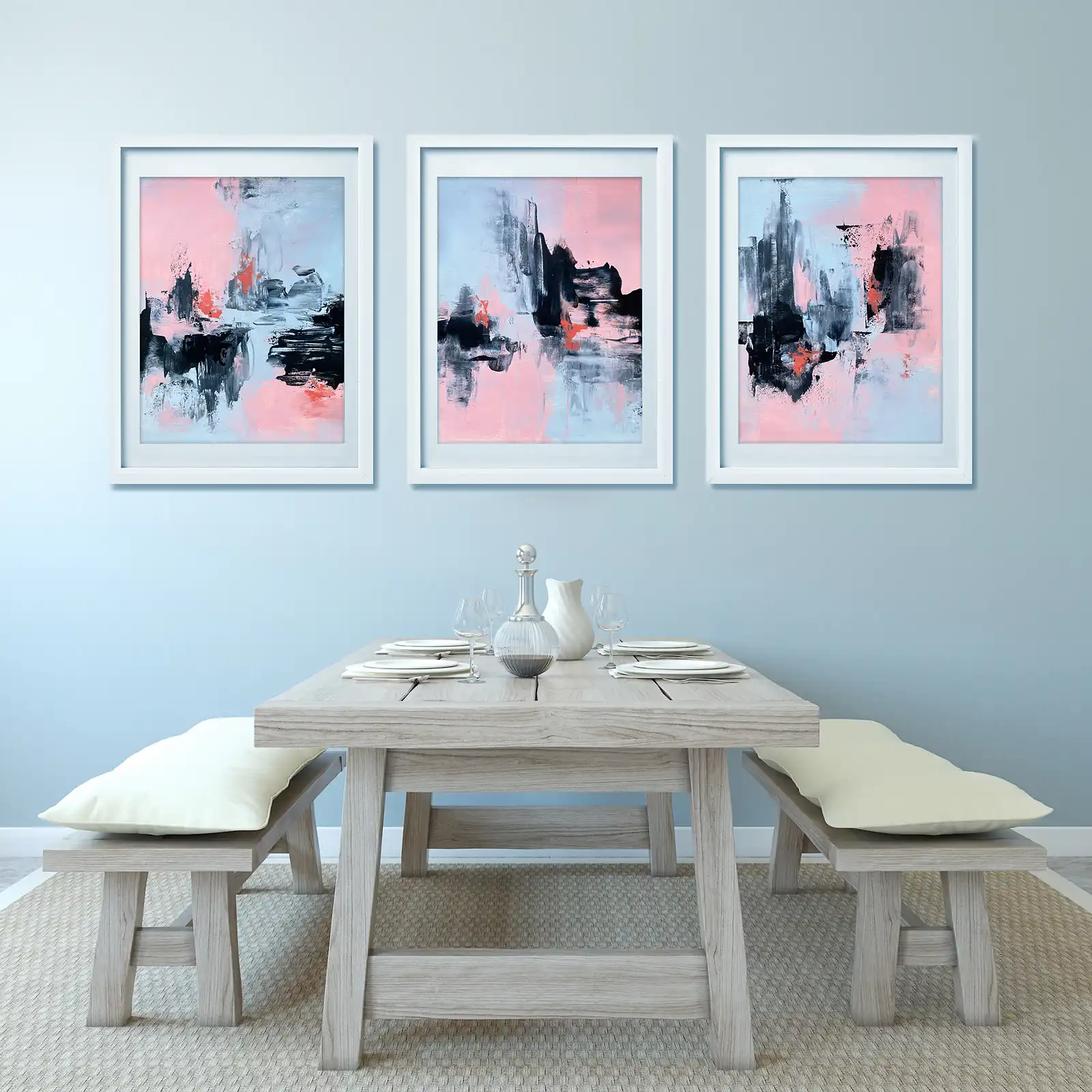 Thumbnail: Pink Black And Grey - 3 Panel Paper Series