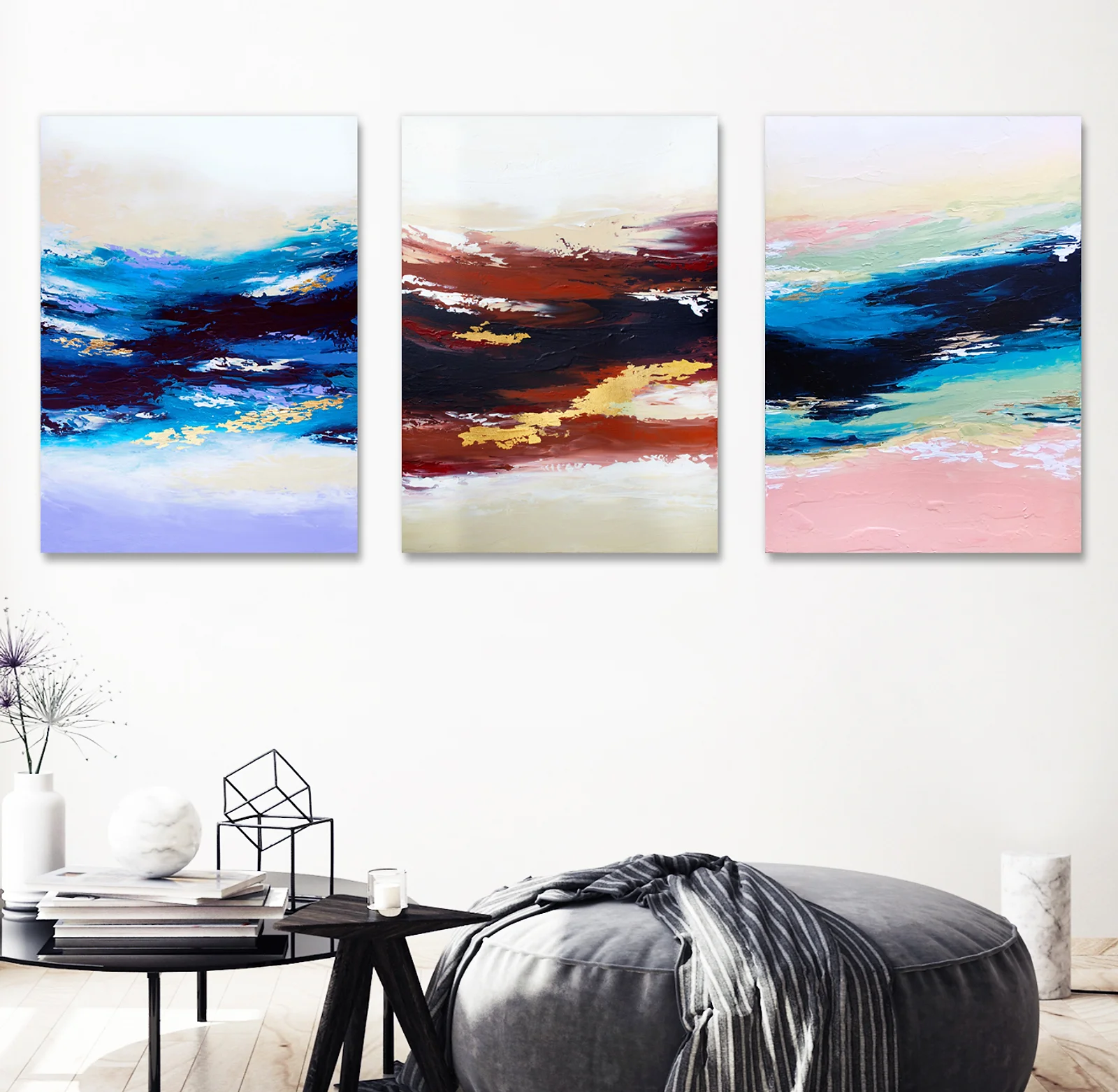 Abstract Sunset - Triptych