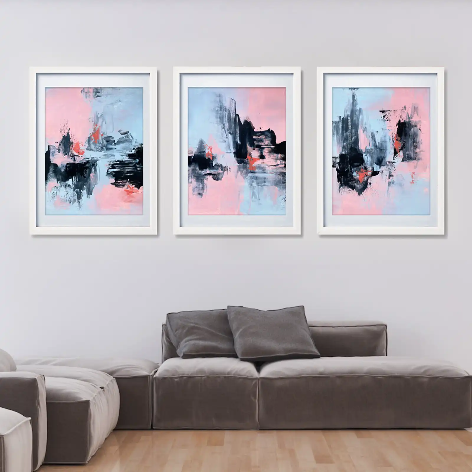 Thumbnail: Pink Black And Grey - 3 Panel Paper Series
