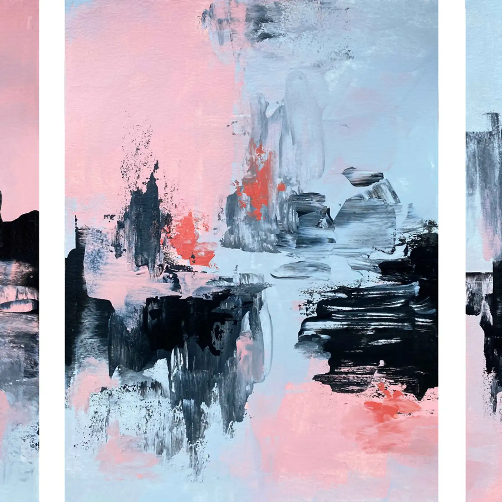 Thumbnail: Pink Black And Grey - 3 Panel Paper Series
