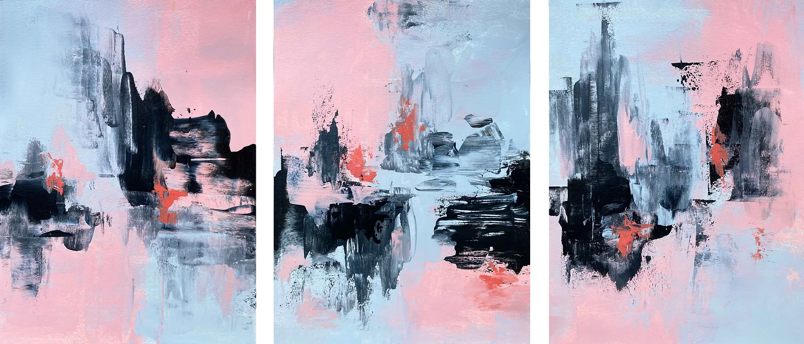 Pink Black And Grey - 3 Panel Paper Series