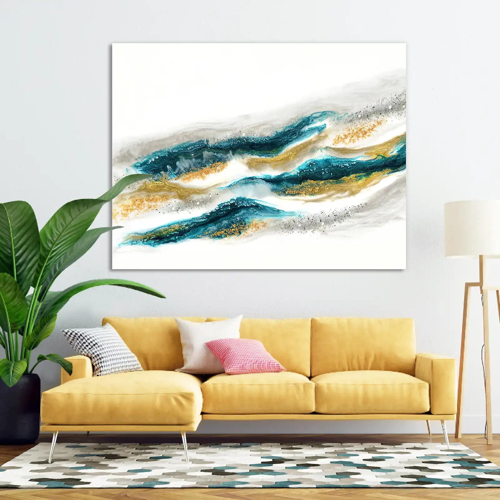 Thumbnail: Emerald And Gold Wave *Paint To Order