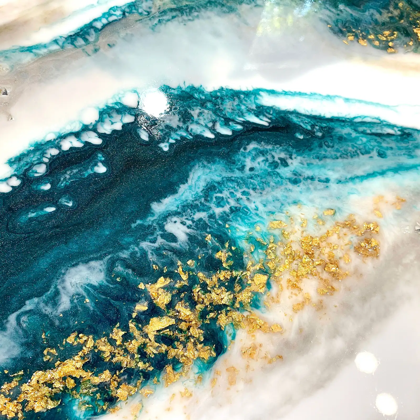 Thumbnail: Emerald And Gold Wave *Paint To Order