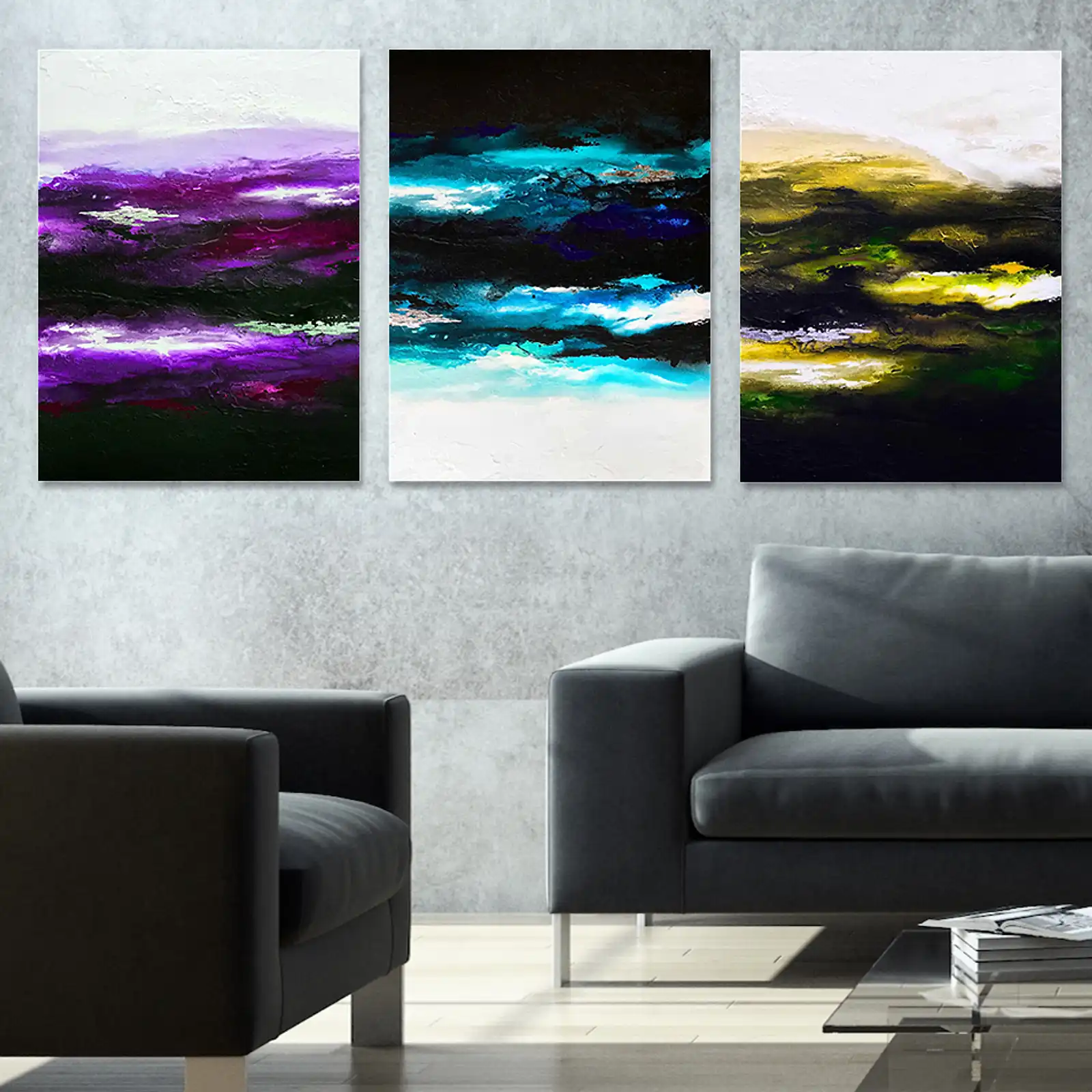 Thumbnail: Dark Colorful Light - Triptych